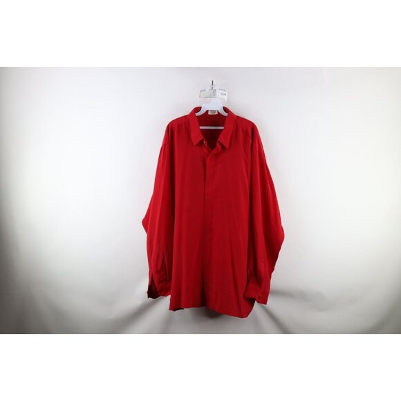 Genelli Other - Vintage 90s Genelli Mens Size 3XLT Distressed Silk Collared Button Shirt Red